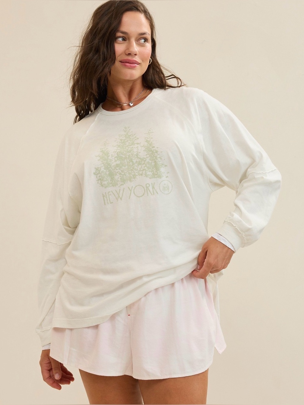 Aerie cozy New York long sleeve oversized boyfriend t-shirt